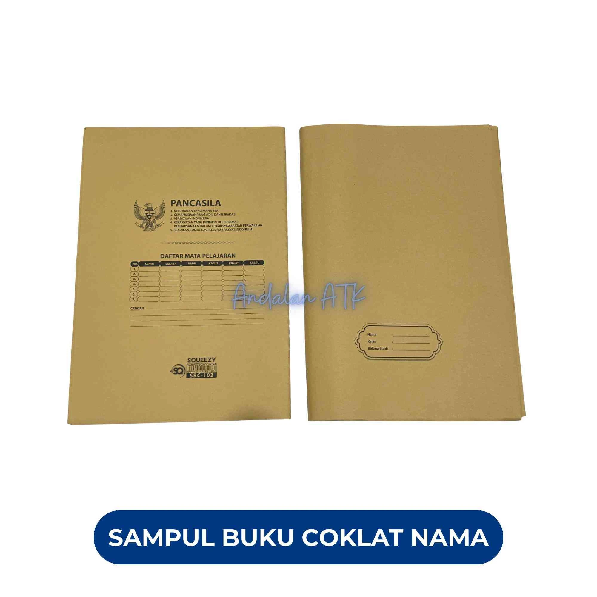 Sampul Buku Coklat Dengan Label Nama Isi 20 Lembar